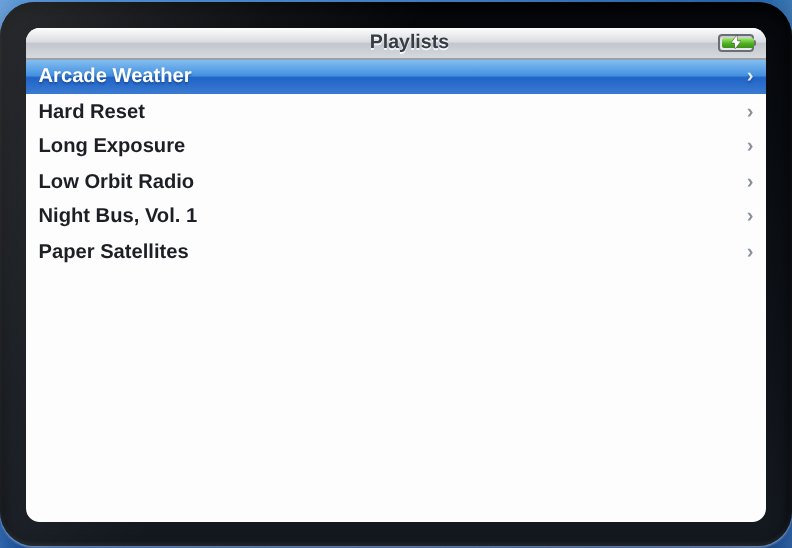 The album list with cover thumbnails down the left side.