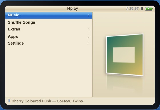 The menu in Paper mode, warm off-white screen with brown-black text.